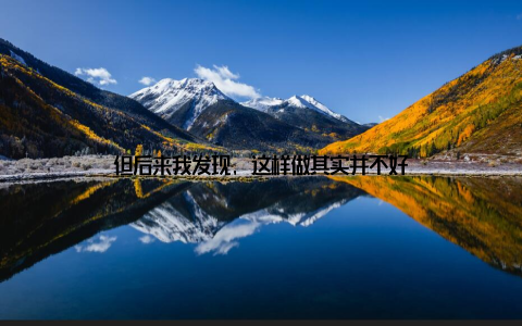 但后来我发现, 这样做其实并不好